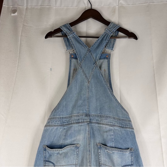 AMERICAN EAGLE Women’s Size XS Denim Jean Bib Overalls Tomgirl Style Destructed - Picture 12 of 16